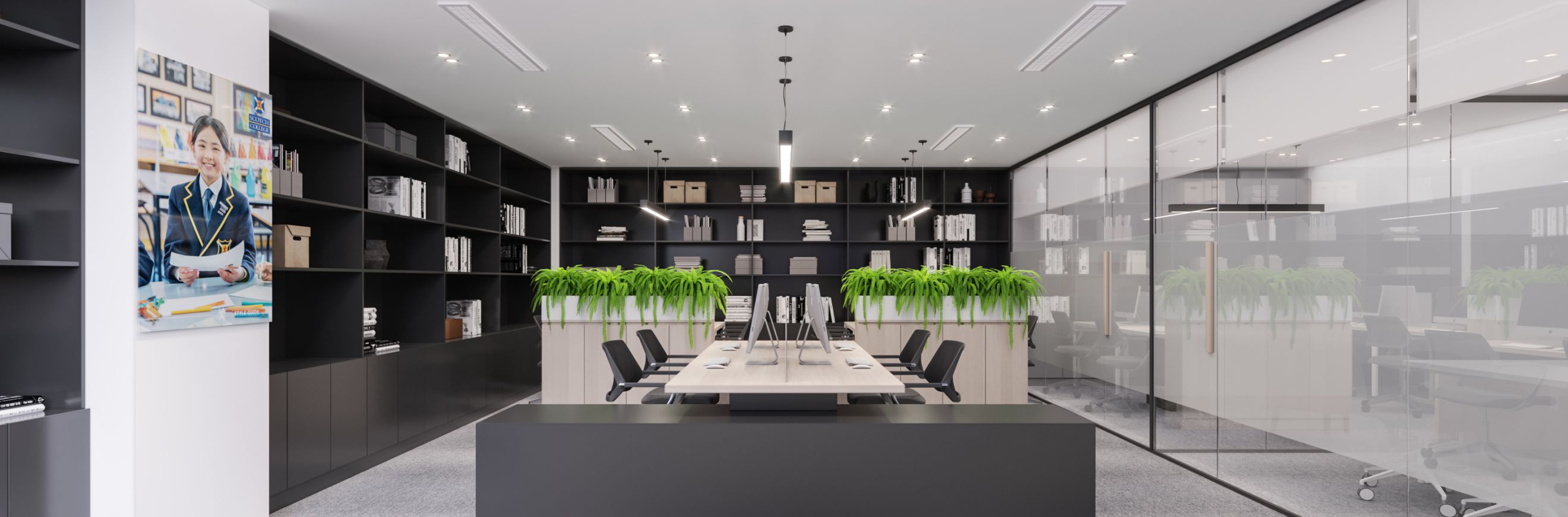 THIẾT KẾ NỘI THẤT SẢNH VĂN PHÒNG TRƯỜNG PHỔ THÔNG QUỐC TẾ NAM ÚC SCOTCH AGS